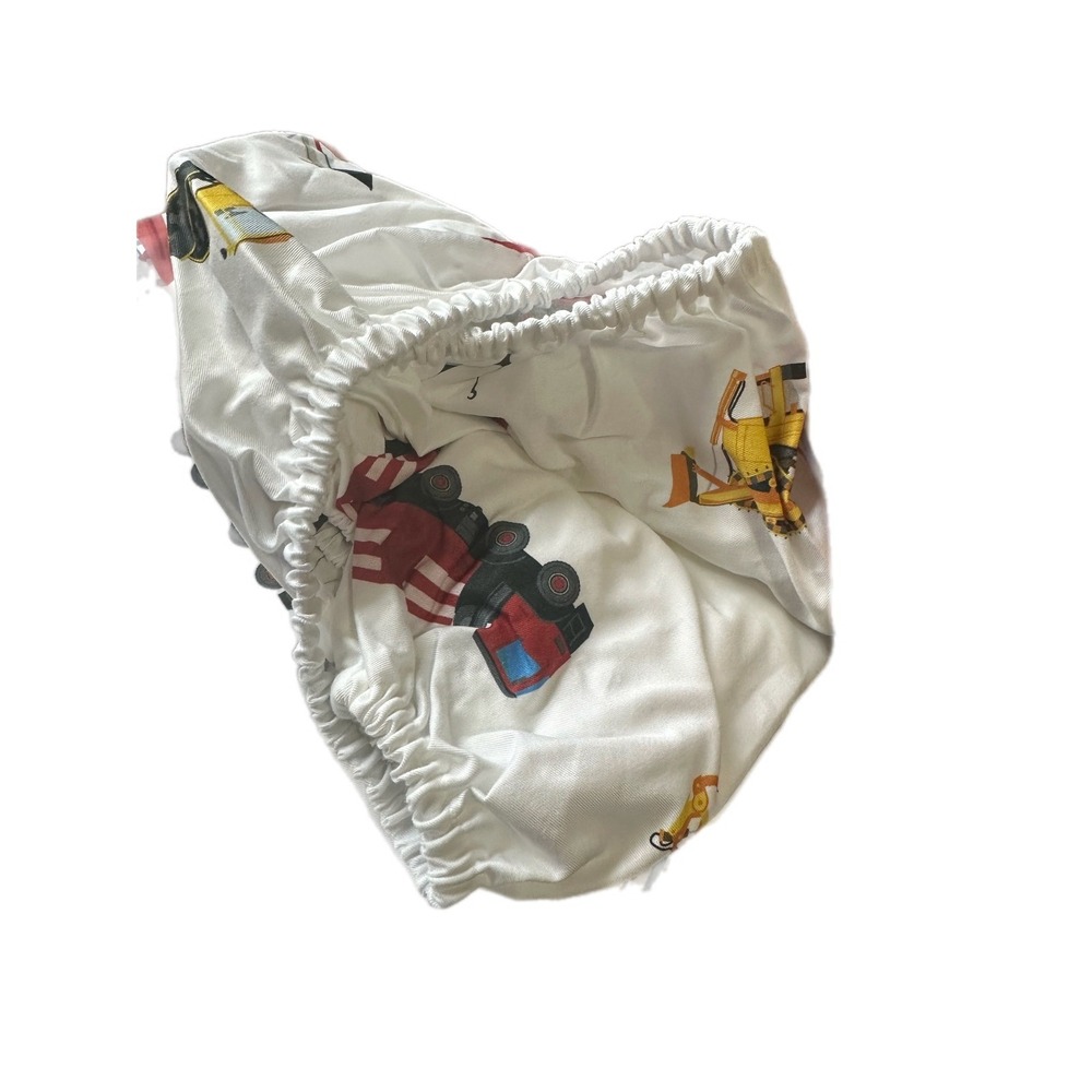 Construction Truck Fitted Crib Sheet White Toddler Bedding Excavator Crane Print - Picture 4 of 5